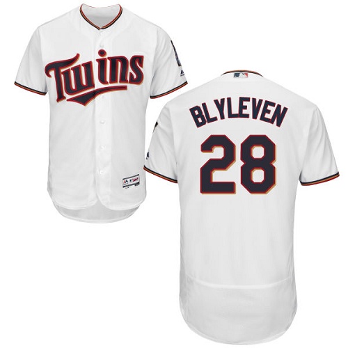 Twins #28 Bert Blyleven White Flexbase Authentic Collection Stitched MLB Jersey - Click Image to Close